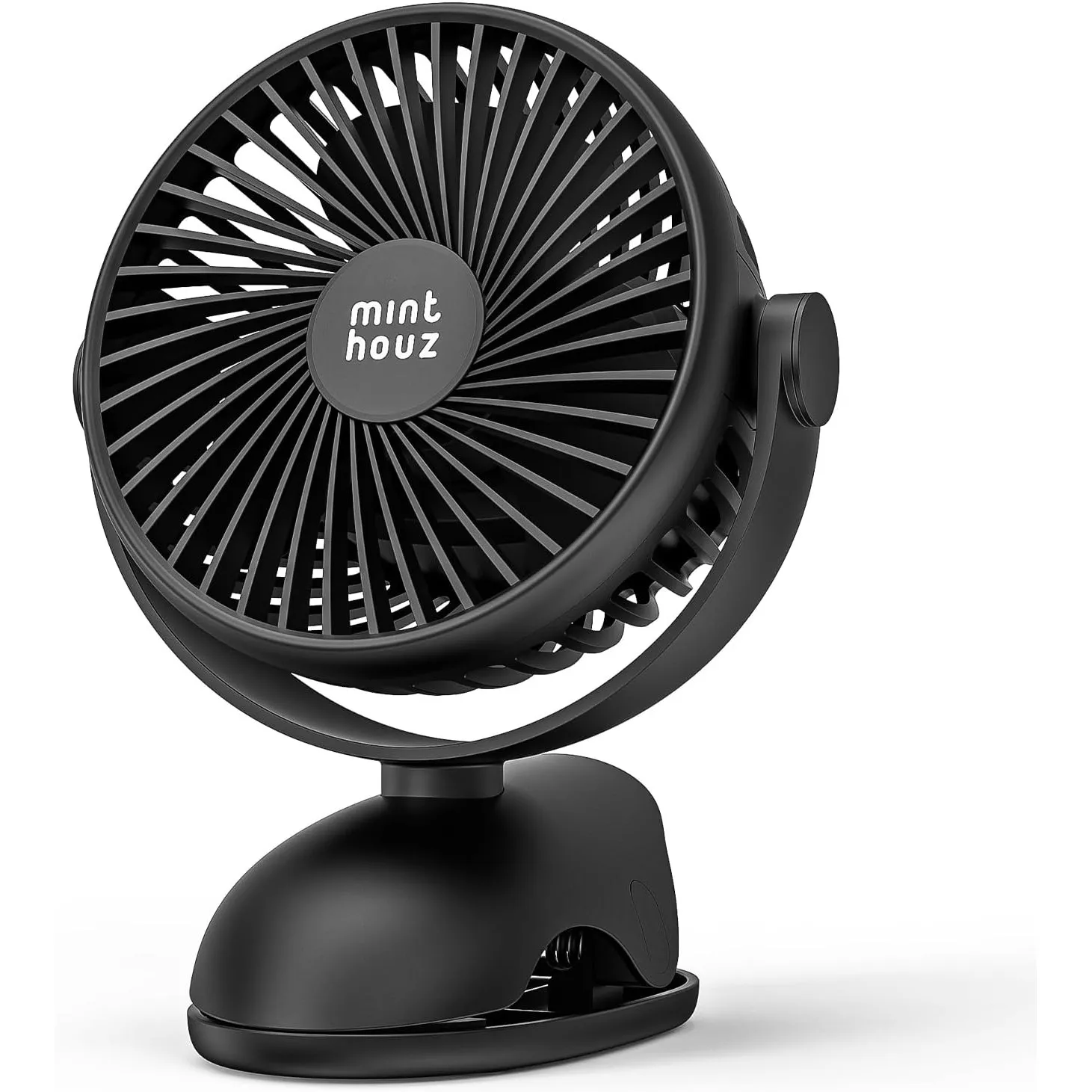 Minthouz Tischventilator mit Clip, 7200mAh Wiederaufladbarer USB Ventilator, 4 Geschwindigkeiten und 360° Drehung Mini …