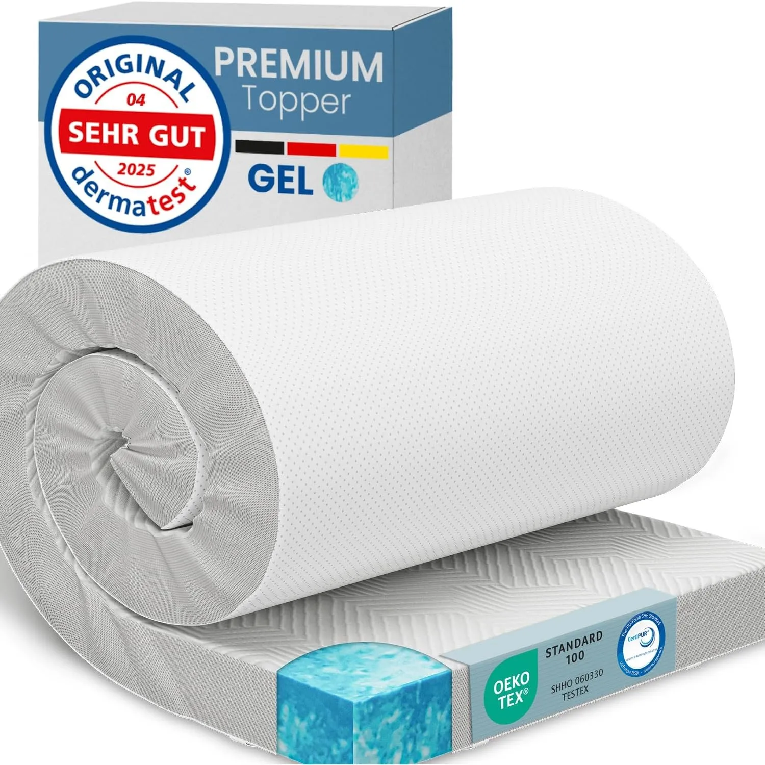 ELONEO Gel Topper 160x200cm, Matratzentopper aus 8 cm hohem Gel-Memory- Schaum, atmungsaktiver 3D-Netz Bezug, Bequeme M…