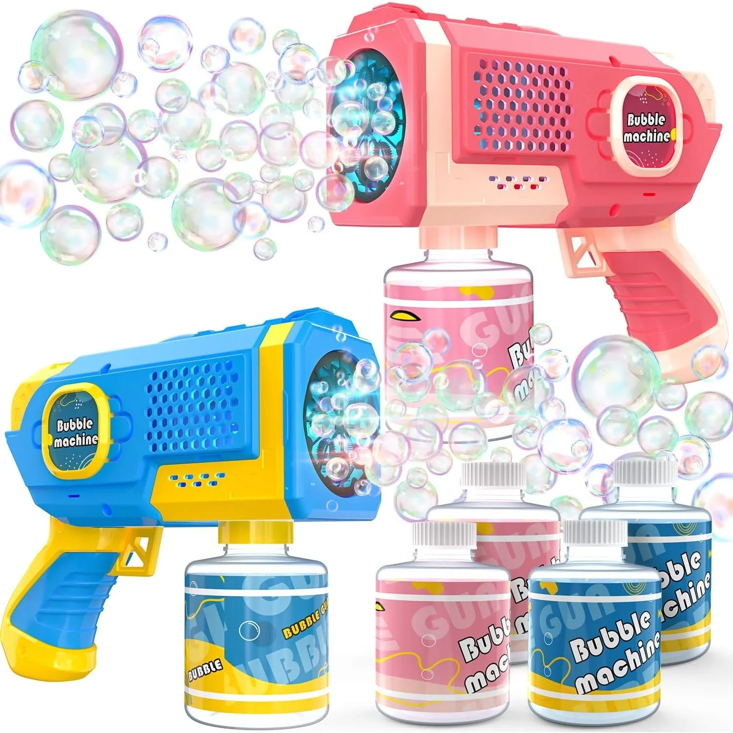 EagleStone 2er Pack Seifenblasenpistole mit bunten LED Lichtern, automatische Seifenblasenmaschine für Kinder und Klein…