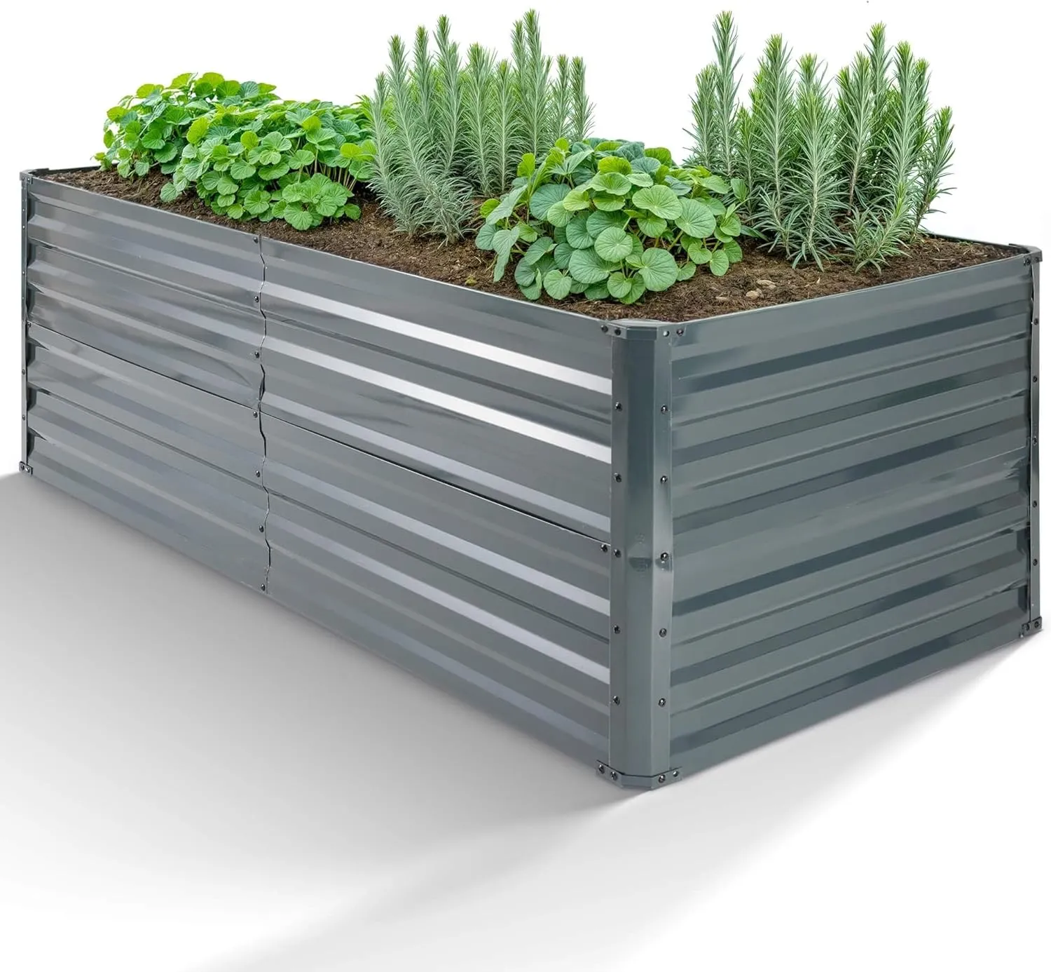 Arebos Hochbeet Metall 180x90x79 cm | Gartenbeet aus verzinktem Stahl | Pflanzbeet wetterfest & rostfrei | Rechteckiges…