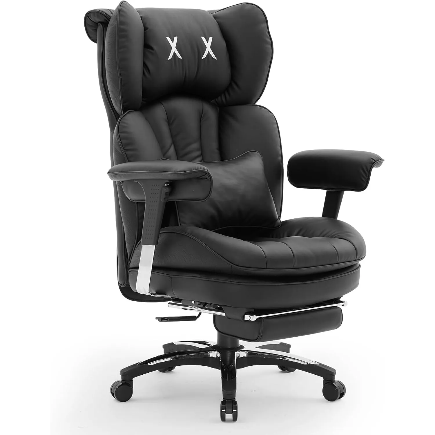 Efomao Bürostuhl, Ergonomischer Gaming Stuhl mit Kopfstütze-Design (X X), Gamer Sessel PU-Leder bis 200kg mit Fußstütze…