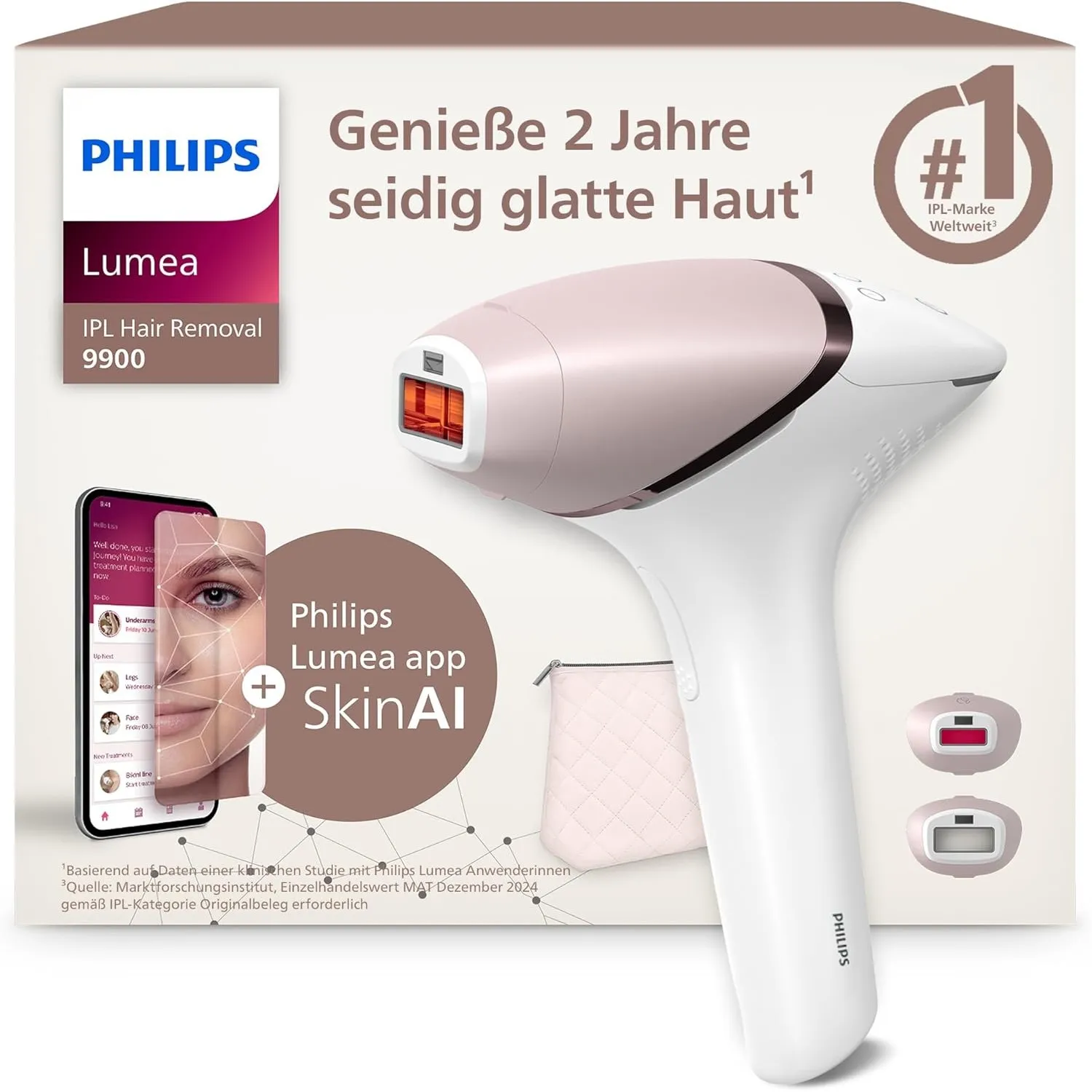 Philips Lumea IPL 9900 Series - IPL Geräte Haarentfernung für bis zu 2 Jahre seidig-glatte Haut¹ mit 2 Aufsätzen für Kö…