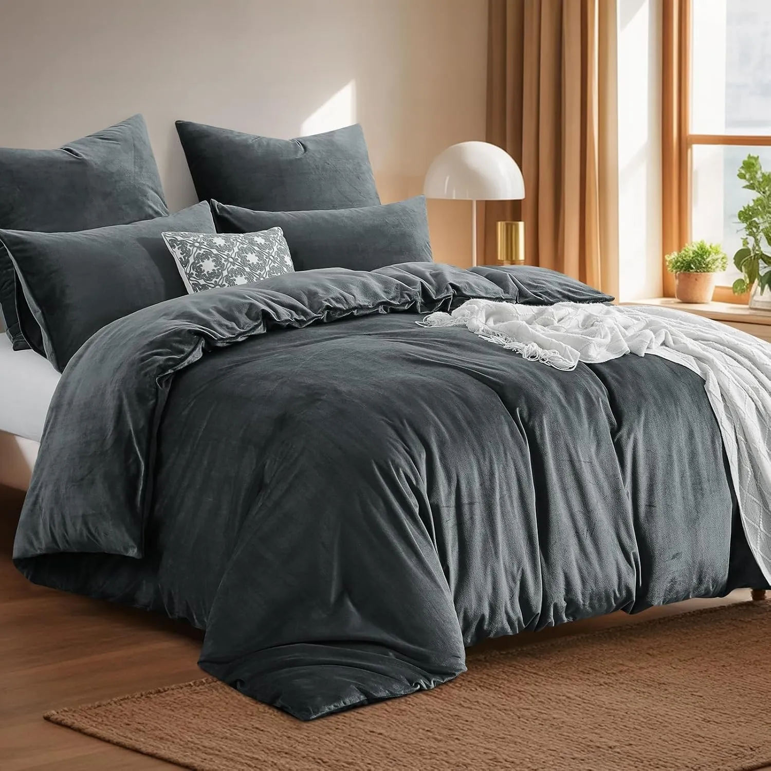 Winter Flanell Bettwäsche 155x220 - Warme Flauschig Winterbettwäsche Samt Plüsch Cashmere Touch Bettbezug + 1 Kissenbez…