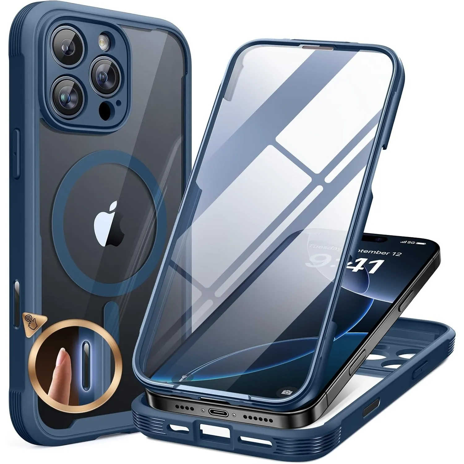 miracase Glas Serie für iPhone 16 Pro Max Hülle mit Magsafe, [Zauberhafte Kamerasteuerung & 360 Militärschutz], vollstä…