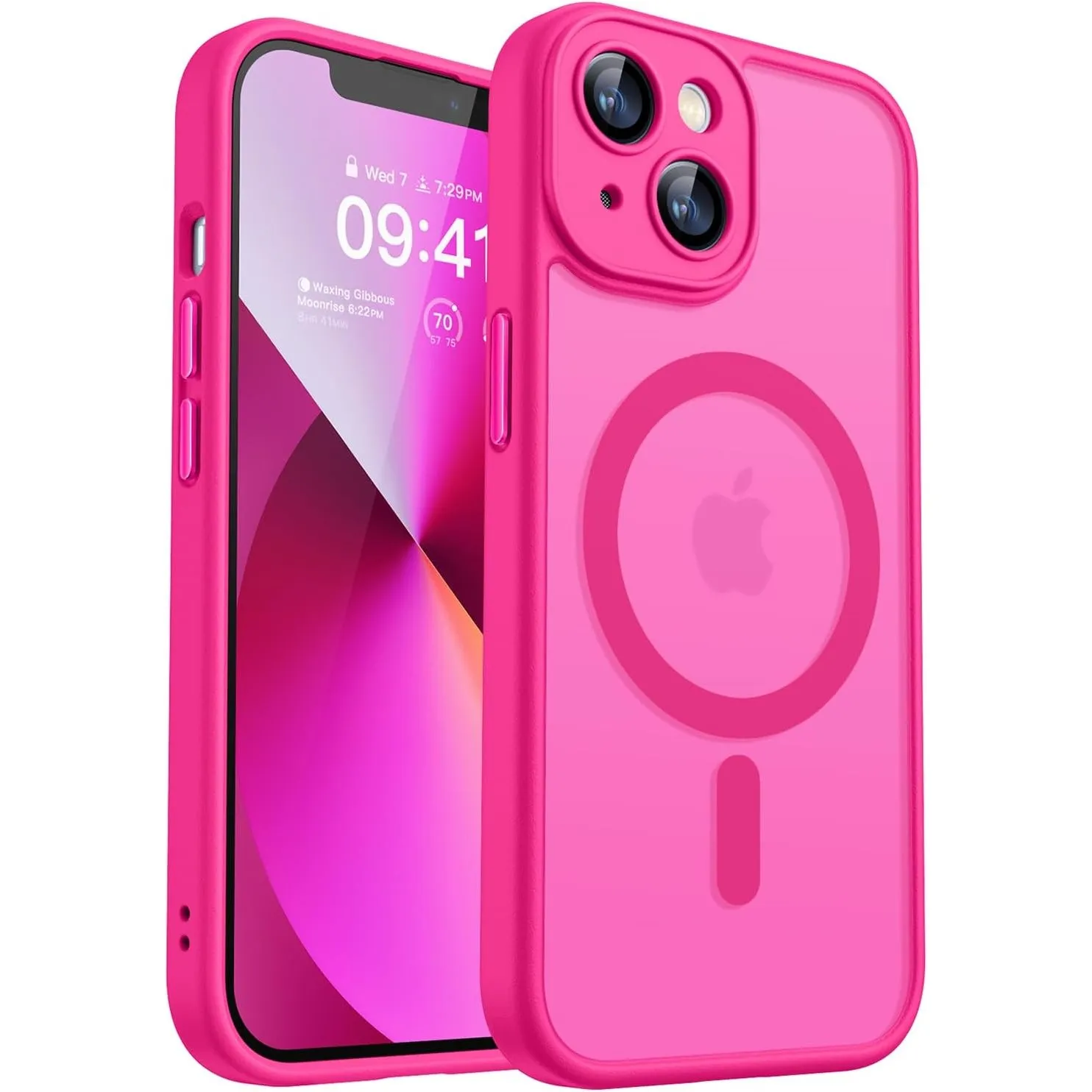 CANSHN für iPhone 13 Mini Hülle mit Kameraschutz, Leuchtend Rosa