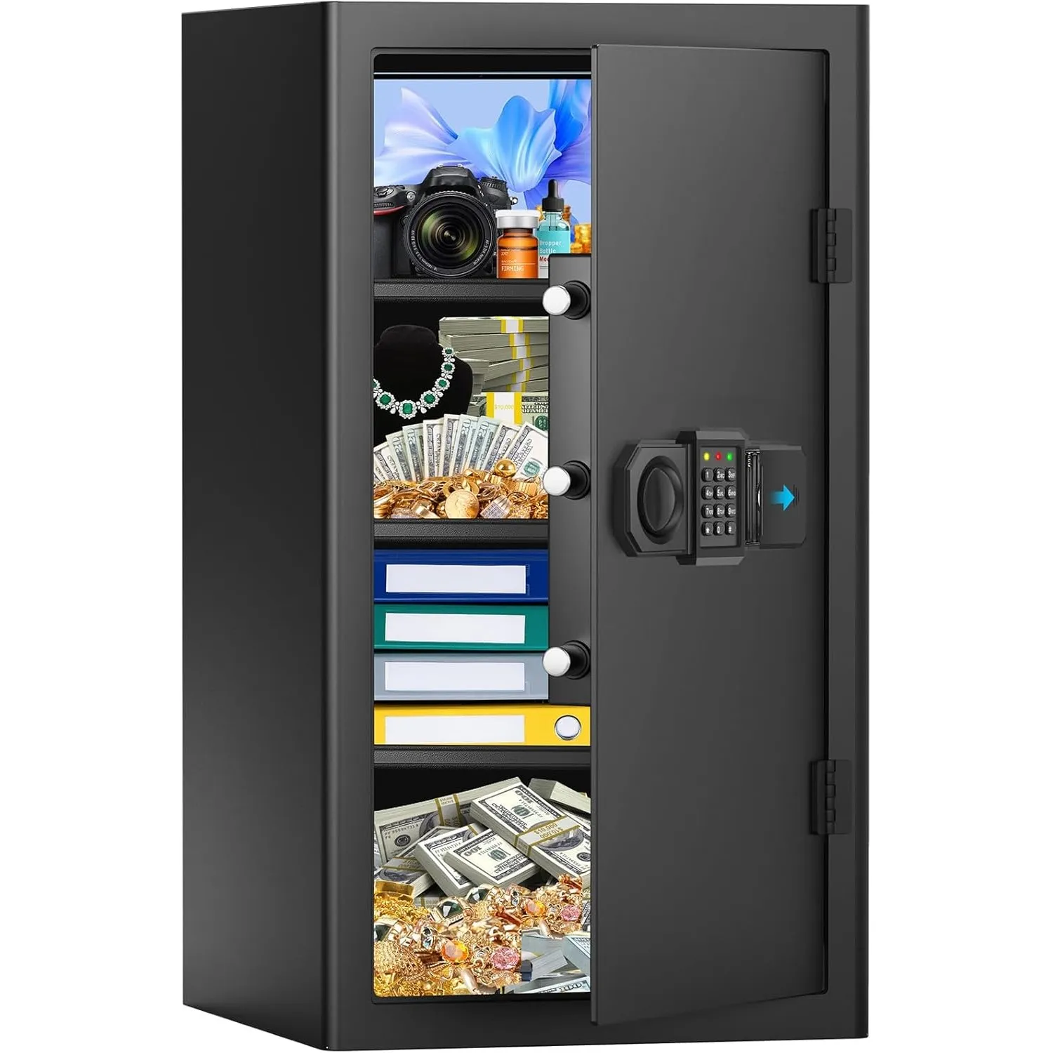 85L Großer Safe Tresor für Zuhause, Feuerfester Tresor mit Schlüssel, Abnehmbares Regal und Stummschaltfunktion, Anti-T…