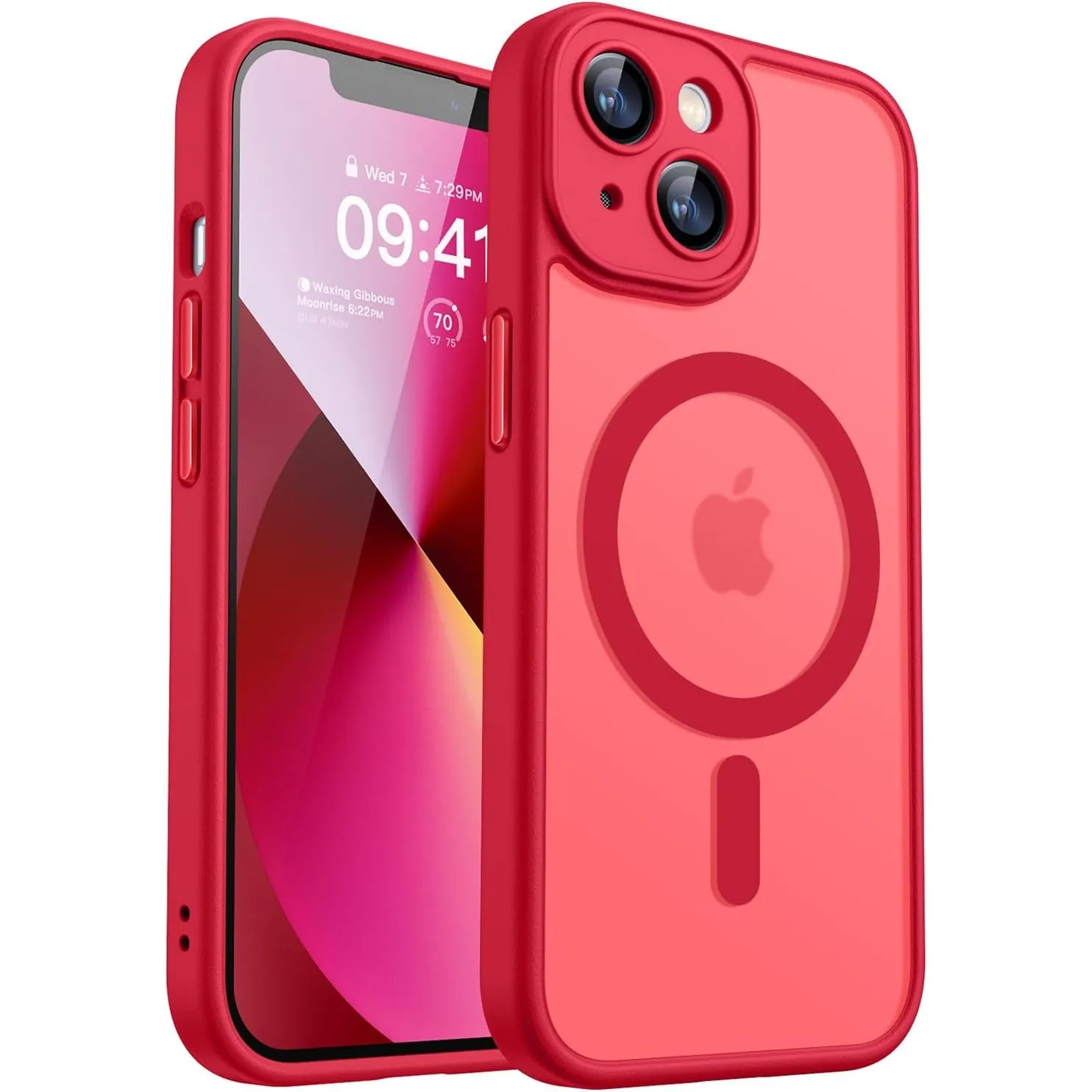 CANSHN für iPhone 13 Mini Hülle mit Kameraschutz, Rot