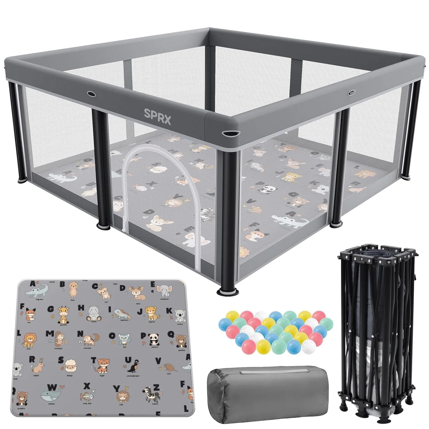 laufstall baby faltbar mit Matte,127x127,zusammenklappbarer Laufstall für Babys und Kleinkinder,Sicherheitslaufstall fü…