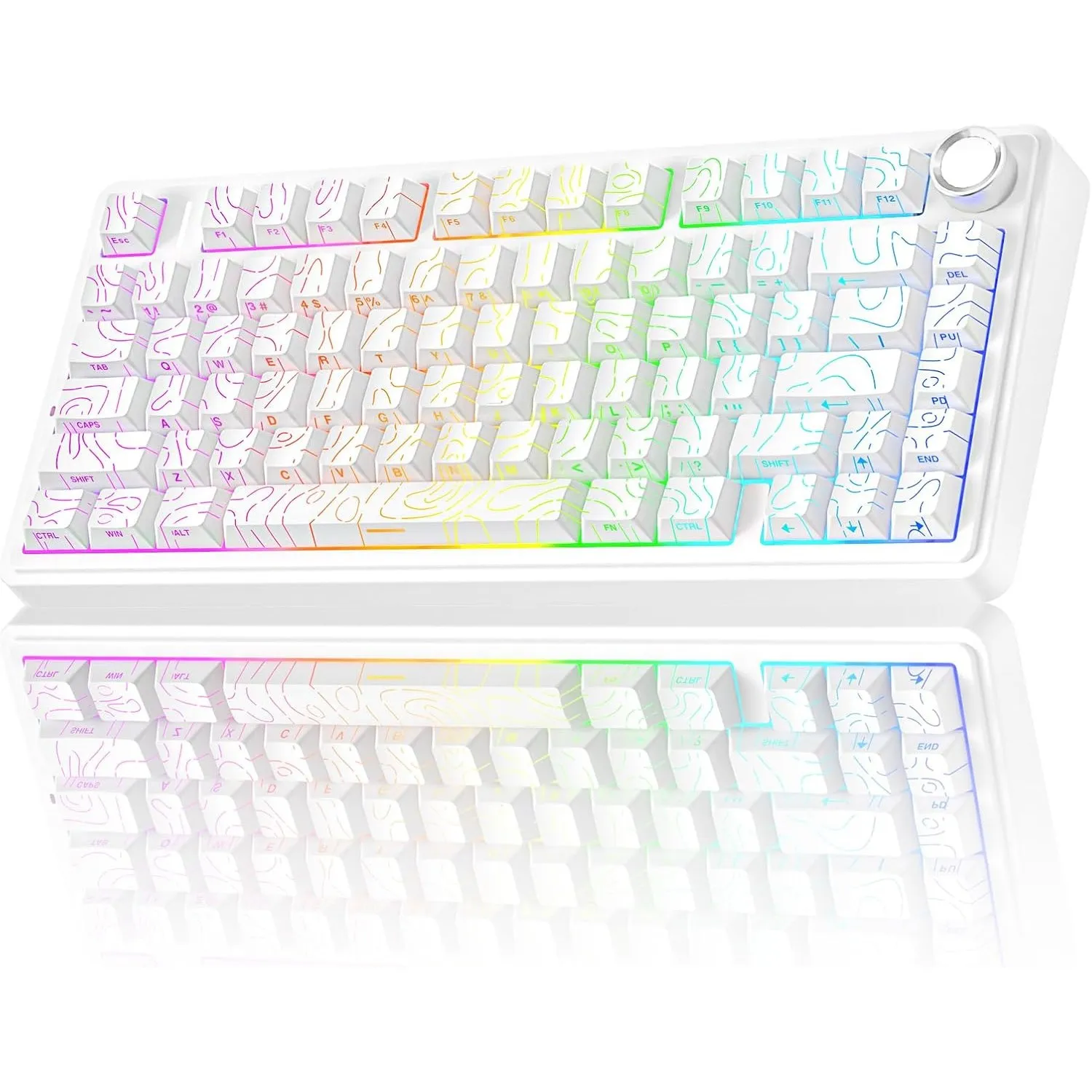 AULA F75 PRO Mechanische Tastatur Gaming,2.4GHz/Type-C/BT5.0 Mechanical Keyboard,Seitlich Graviert,Fünfschichtige Gefül…