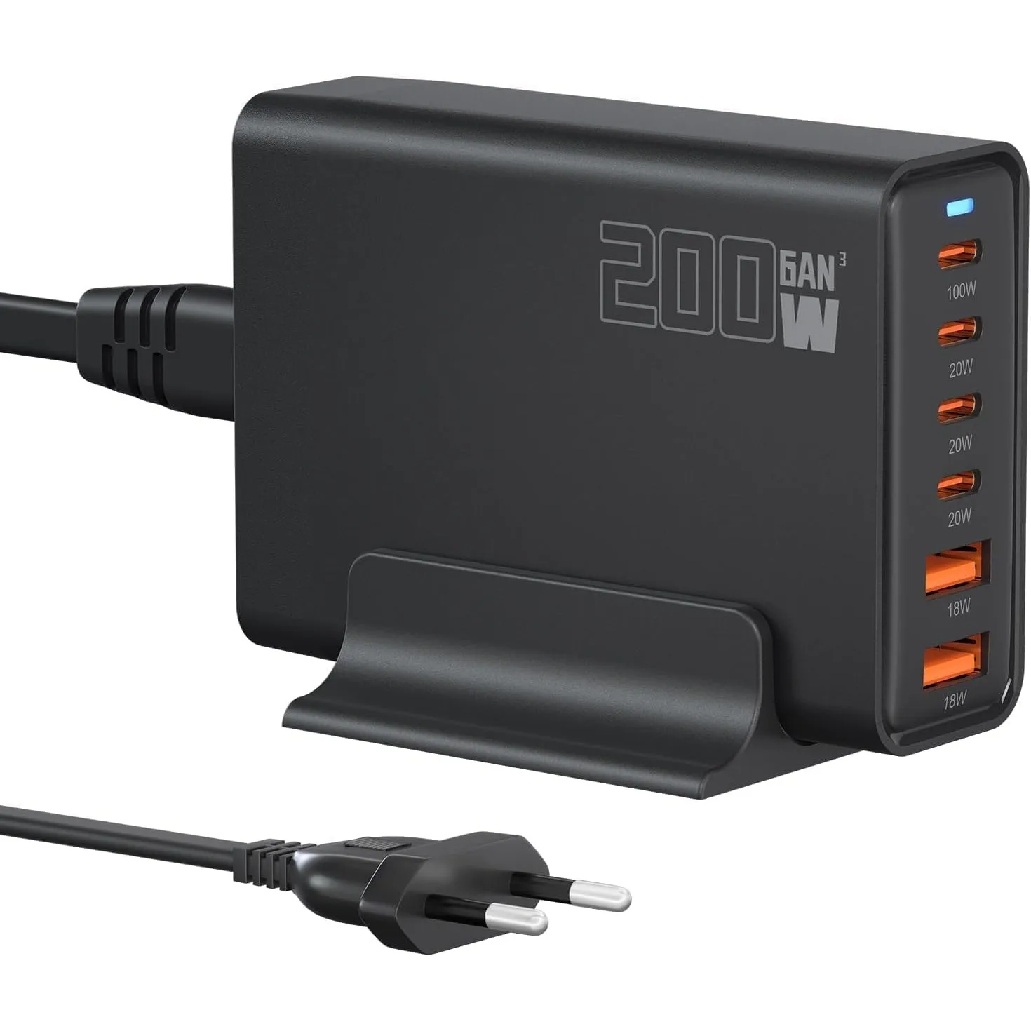 200W USB C Ladegerät, PD 100 W Schnellladegerät 6 Port Ladestation GaN-III Charger, Netzteile Kompatibel mit MacBook Pr…
