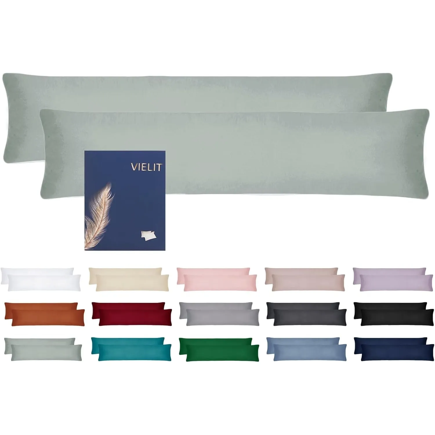 Vielit Seitenschläferkissen Bezug 40 x 145 2er Set Kissenbezug 40x145 Seitenschläfer Kopfkissenbezug Weich Öko-Zertifik…