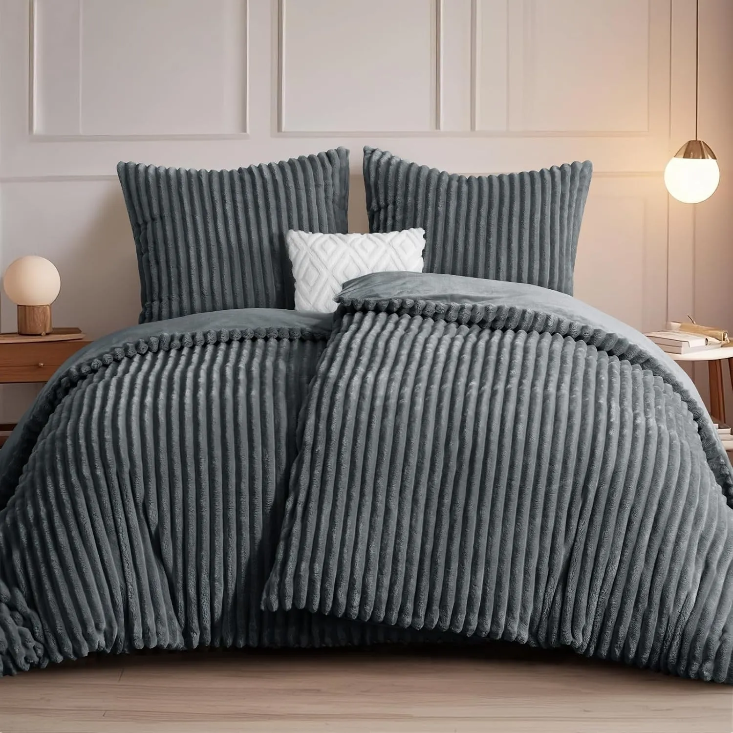 RUIKASI Winter Flanell Bettwäsche 135 x 200 4teilig Grau, Plüsch und Warm