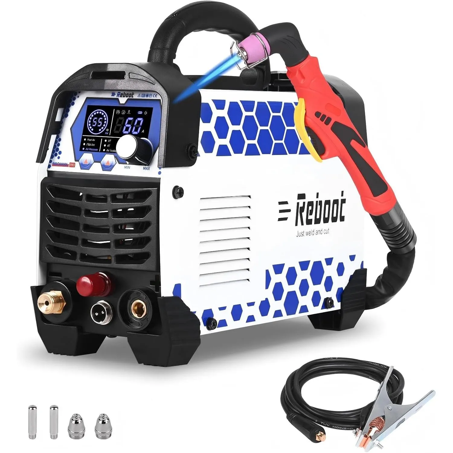 Plasmaschneider 60A Non-Touch Pilot Arc Plasmaschneidmaschine, 240 V Clear Cut 10 mm Digitalanzeige, Upgrade RBC6000L P…