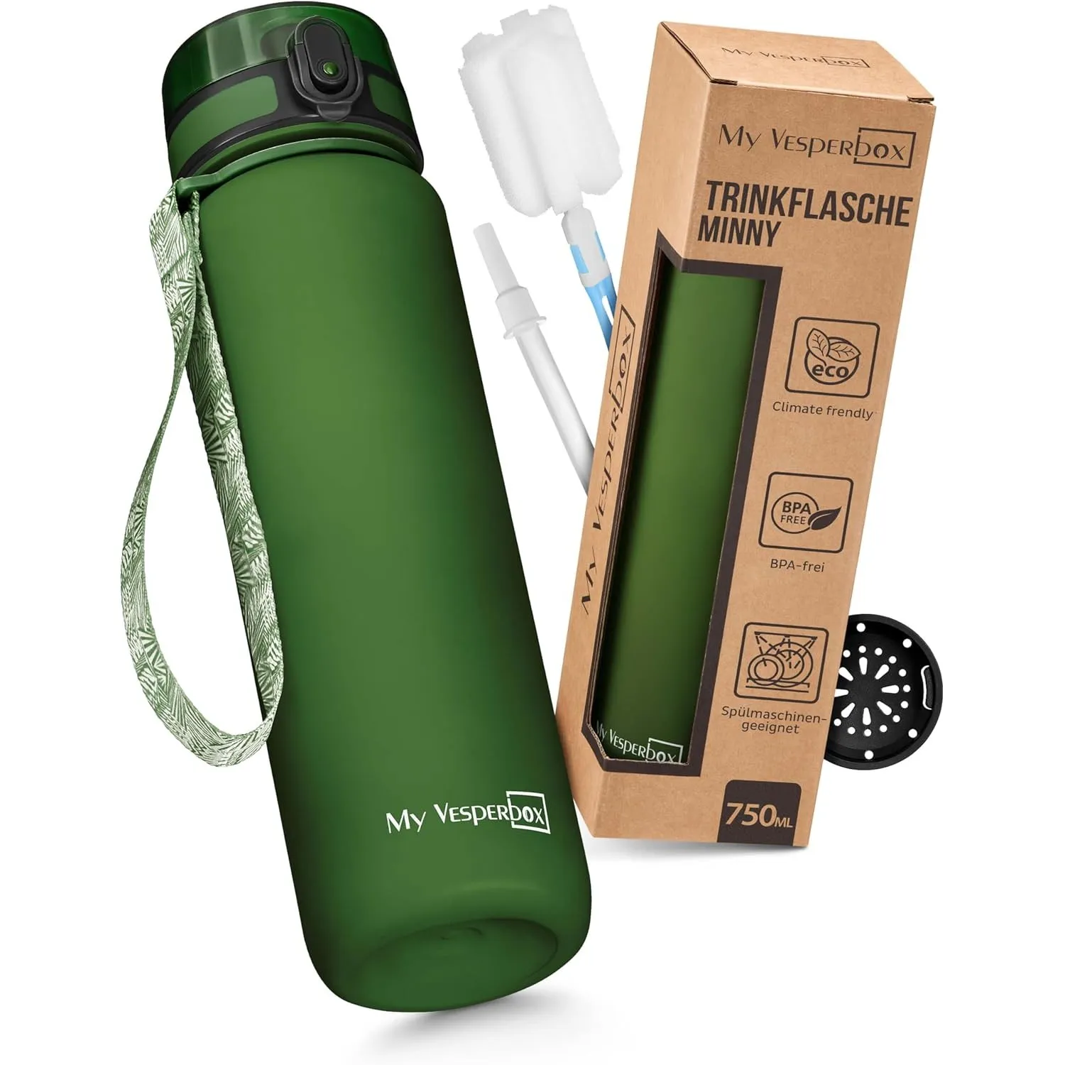 My Vesperbox® Trinkflasche Kinder [750ML] - Wasserflasche Kohlensäure Geeignet & Auslaufsicher - Water Bottle Kids - fü…