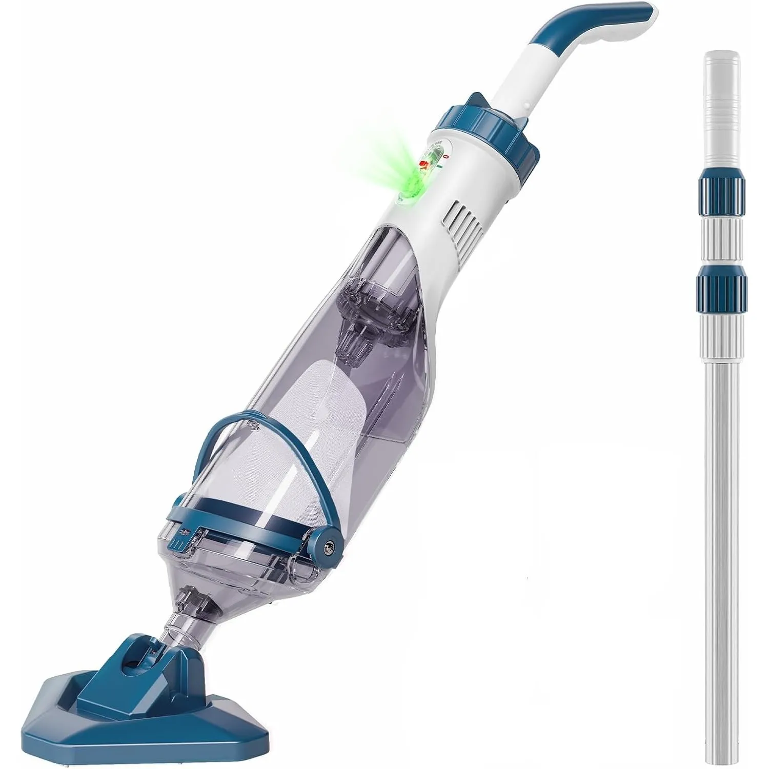 Enhulk Poolsauger Akku, Pool Bodensauger mit Betriebsdauer bis zu 60 Minuten, 222cm Teleskopstange, Poolreiniger mit 4 …