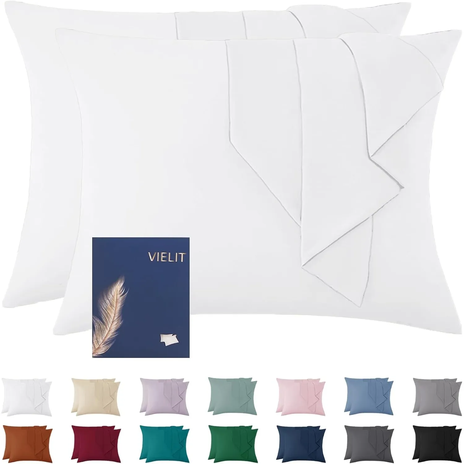 Vielit Kissenbezug 70x90 2er Set Kopfkissenbezug Weiß Öko-Zertifikat