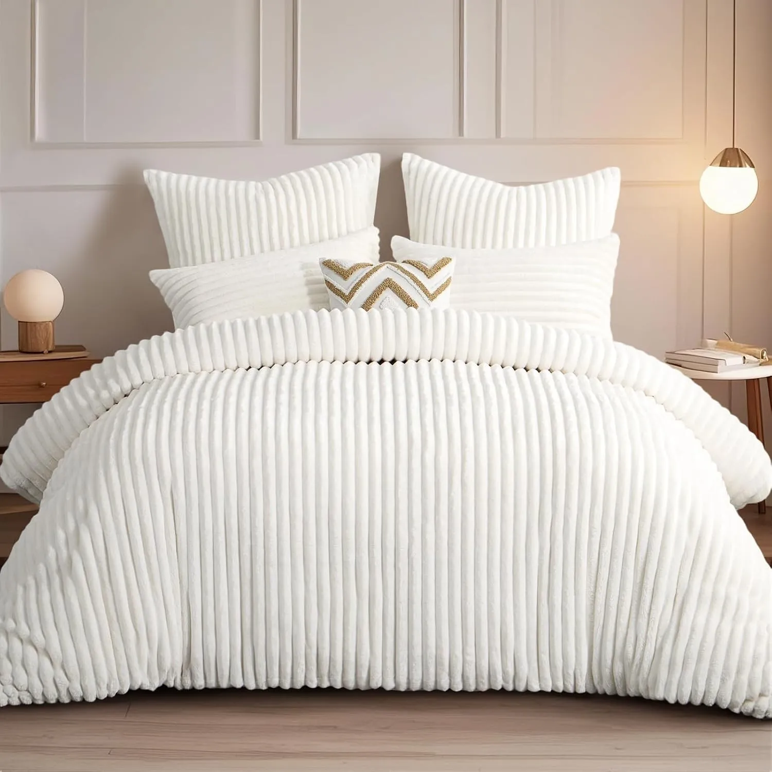 RUIKASI Winter Flanell Bettwäsche 200 x 220 Weiß 3teilig, Plüsch und Warm