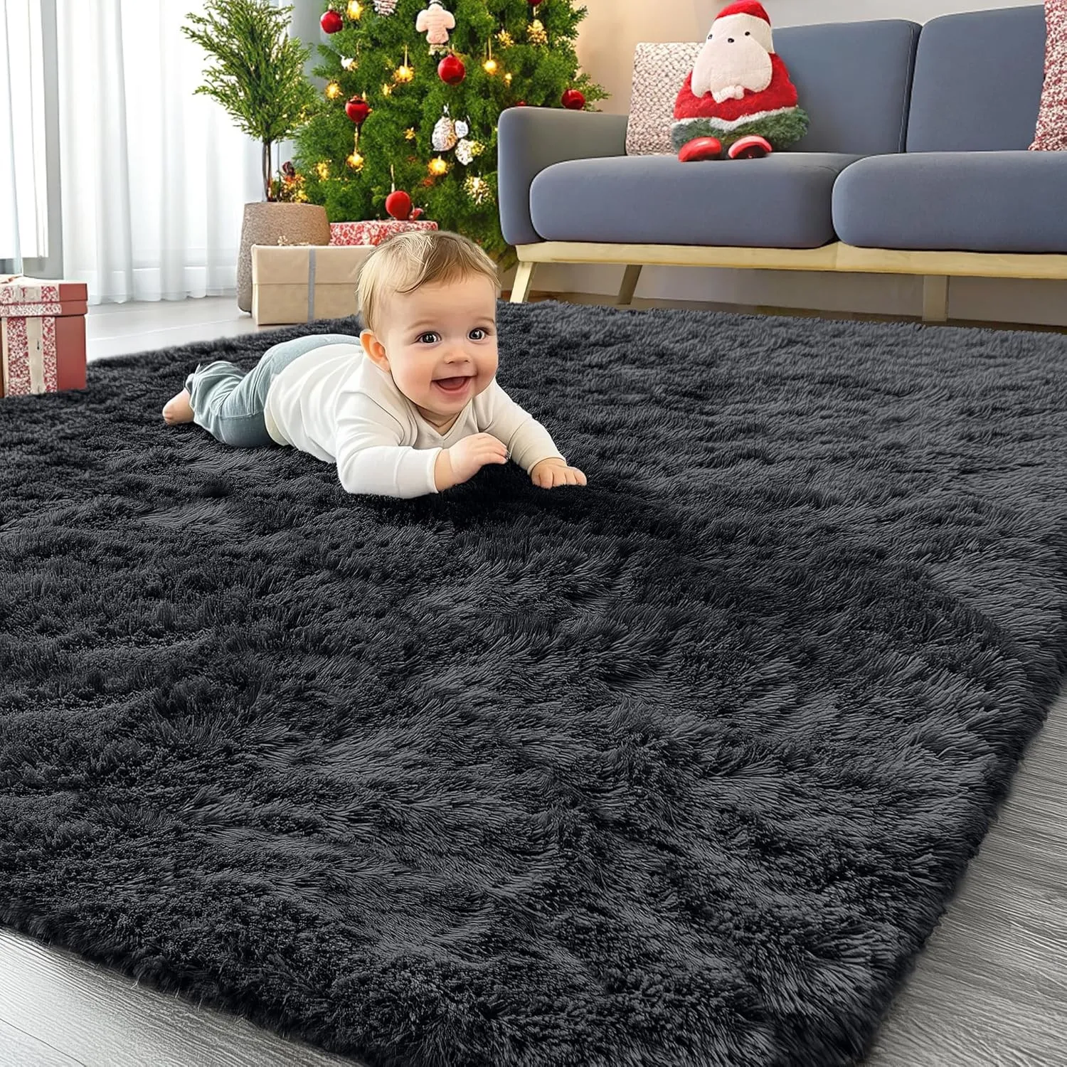 Homaxy Hochflor Flauschig Teppich Anti-Rutsch Unterseite Waschbar Groß Teppiche fürs Wohnzimmer, Kinderzimmer, Schlafzi…