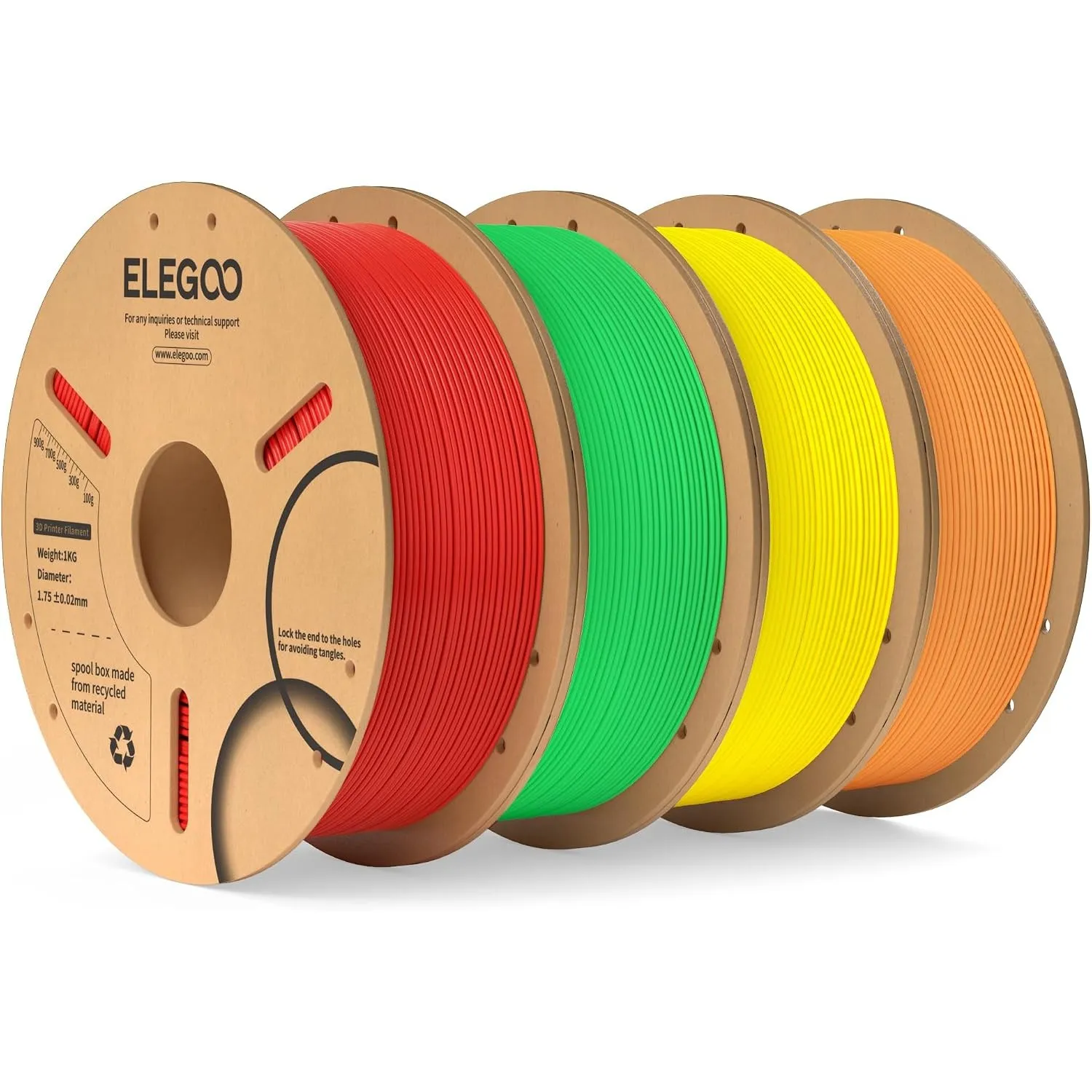 ELEGOO PLA Filament 1.75mm Rot Gelb Orang Grün 4KG