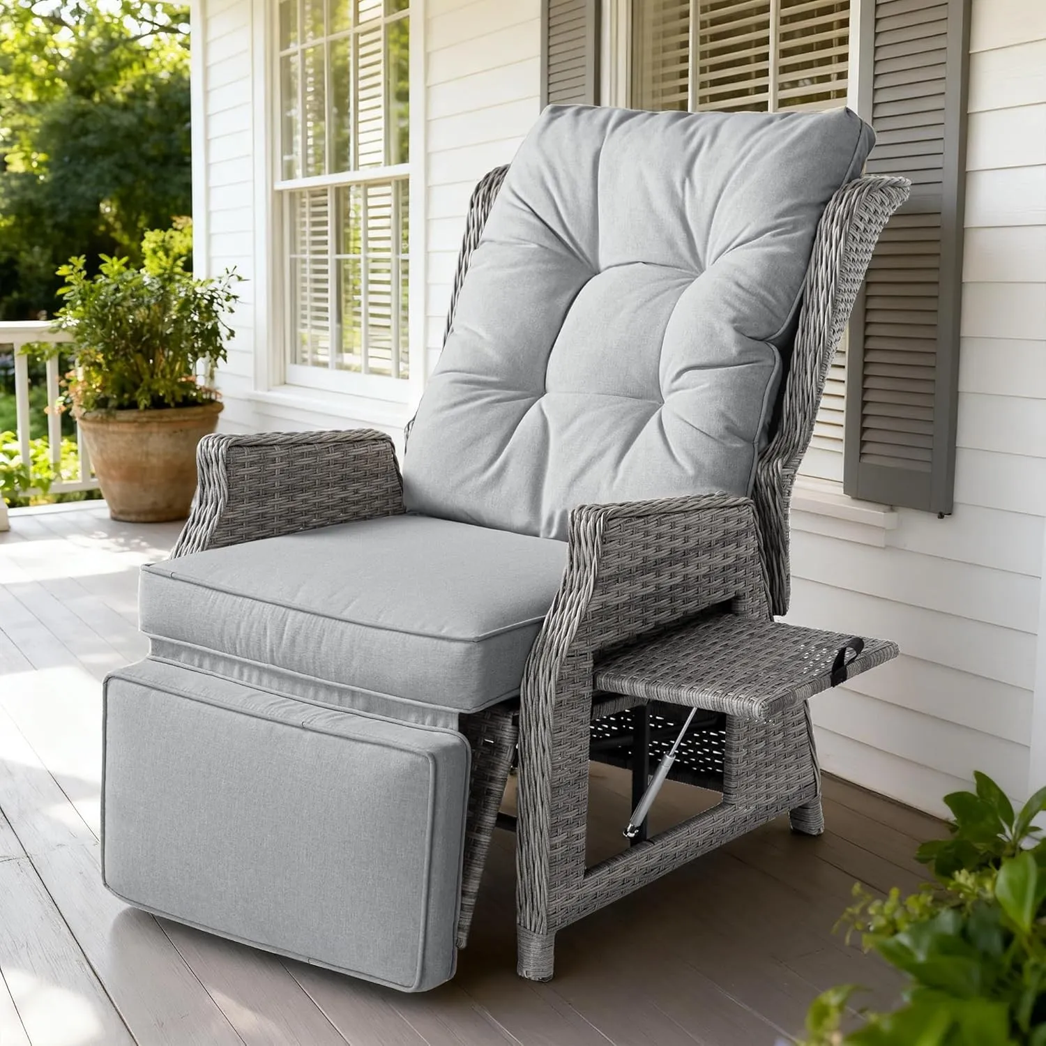 COMLAX FIELD Gartensessel mit Liegefunktion Wetterfest, Liegesessel Outdoor | Garten Relaxsessel, Rattansessel, Lounges…