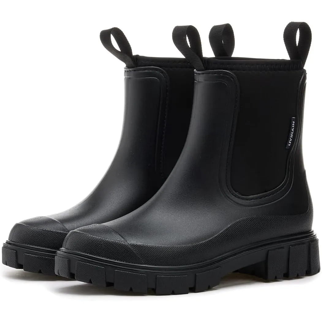 Gummistiefel Damen Halbhohe Chelsea Boots Wasserdicht Gummistiefeletten Atmungsaktiv Regenschuhe Rutschsicher Bequem Ga…