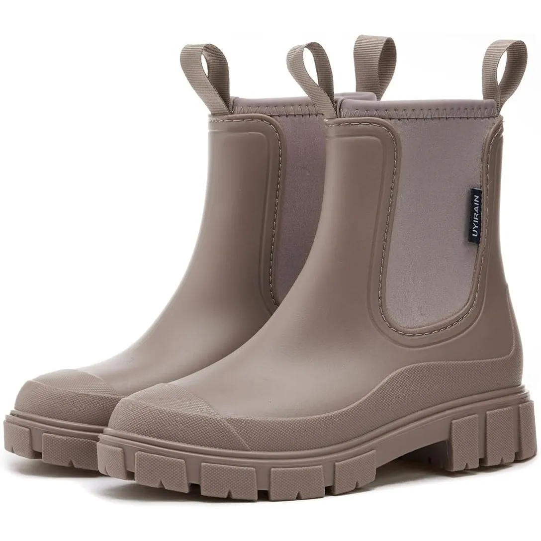Gummistiefel Damen Halbhohe Chelsea Boots Wasserdicht Gummistiefeletten Atmungsaktiv Regenschuhe Rutschsicher Bequem Ga…
