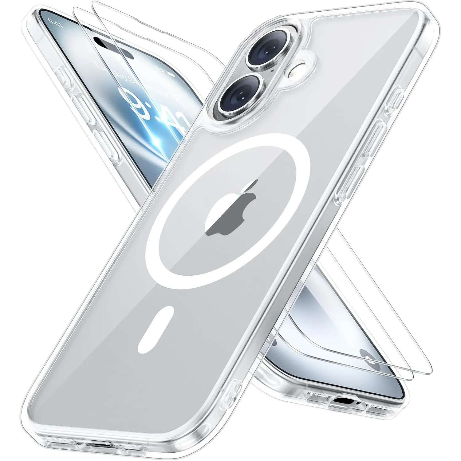 Miracase für iPhone 16 Hülle mit Magsafe & 2 9H+ Panzerglas, Klar