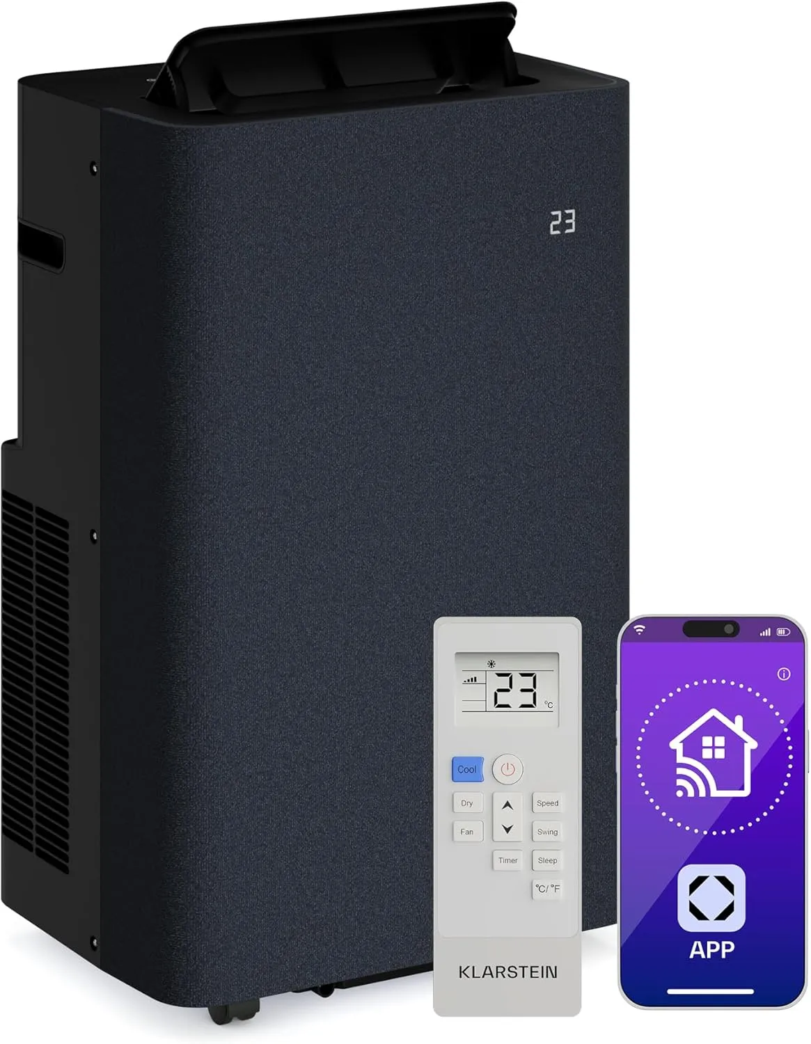 Klarstein AireLux Mobile Air Conditioner - 14,000 BTU, For Rooms up to 51 m², App & Voice Control, 4-in-1 Cooling, Dehu…