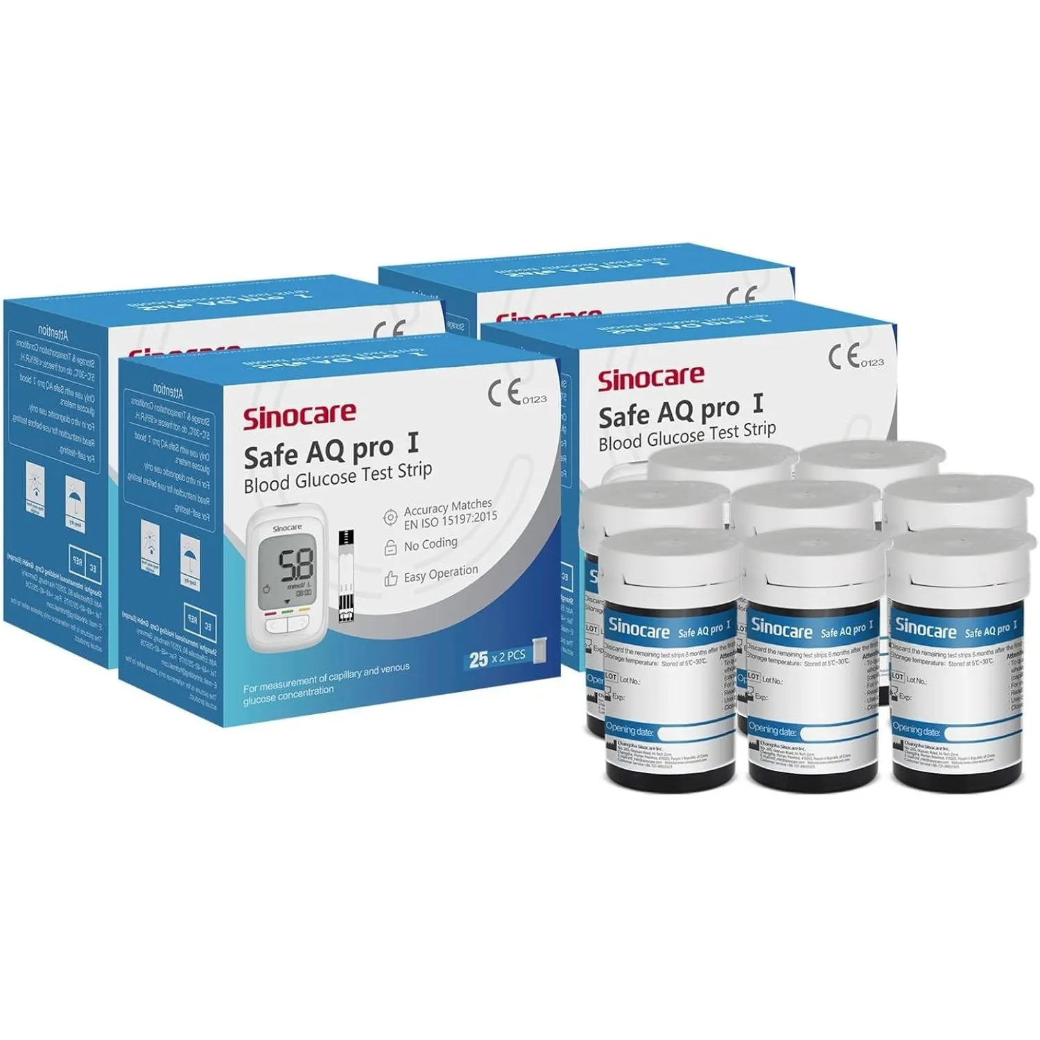 sinocare Safe AQ Pro I Blutzuckerteststreifen Set zur Blutzucker-Messung,Blutzuckerteststreifen 200(Nur Teststreifen, k…