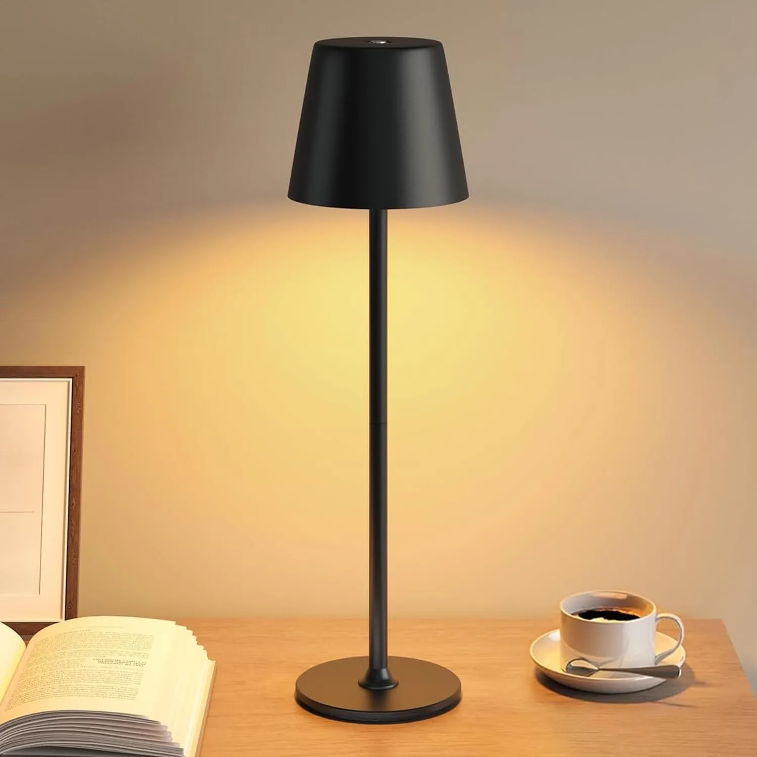 LED Tischlampe Kabellos, Vollmetall Tischlampe für Outdoor & Indoor | Akku Nachttischlampe Touch, Tischleuchte Kabellos…