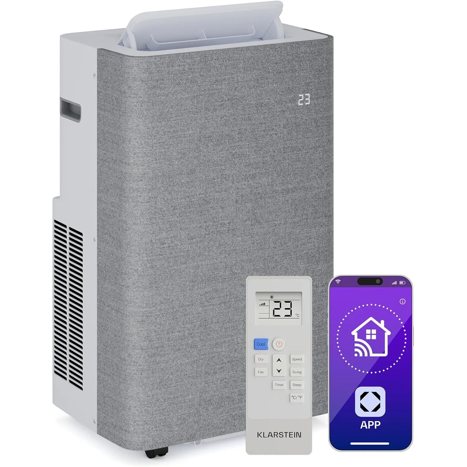 Klarstein AireLux Mobile Klimaanlage – 14.000 BTU, Für Räume bis 51 m², App & Sprachsteuerung, 4-in-1 Kühlung, Entfeuch…
