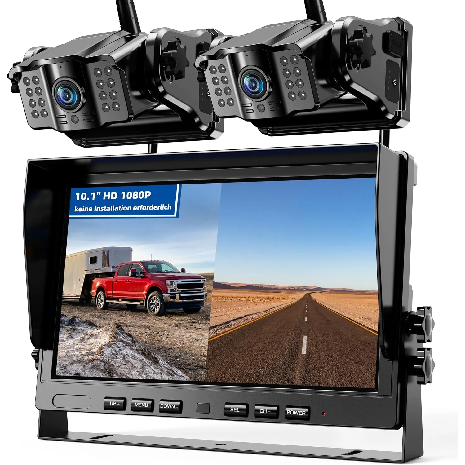 eRapta Magnetisches kabelloses Rückfahrkamera 10'' LCD 1080P