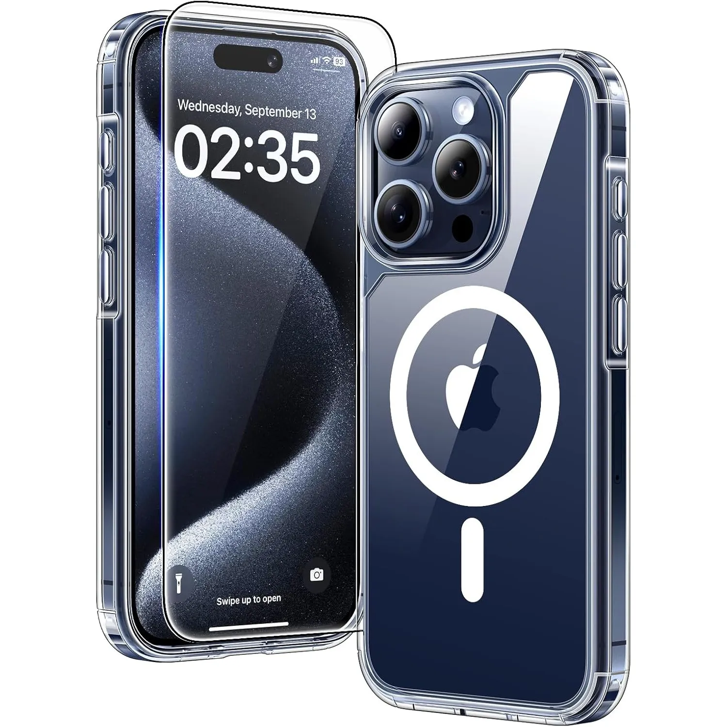 TAURI für iPhone 15 Pro Max Hülle 6,7" mit Schutzfolie - Durchsichtig