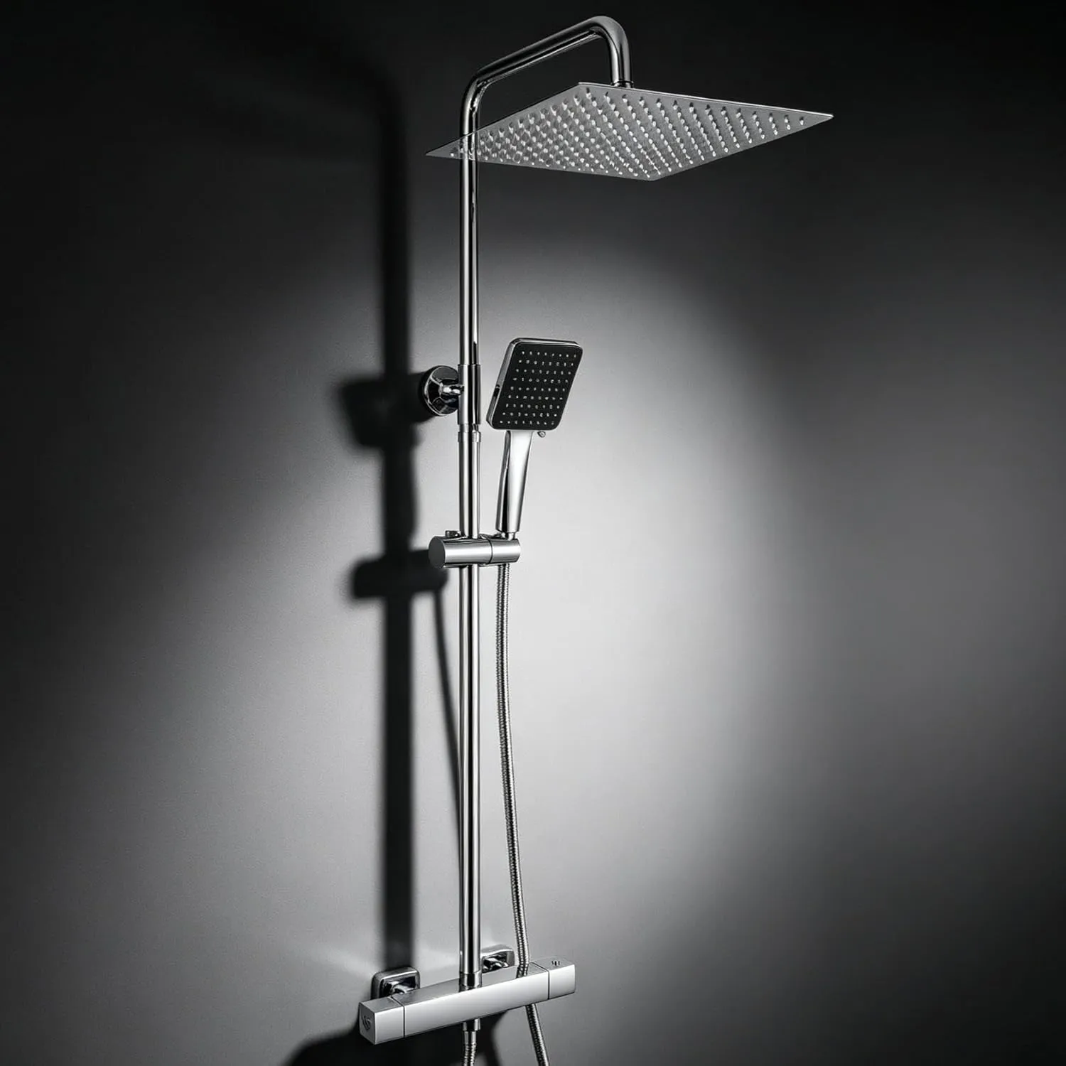 Auralum Thermostatic Rain Shower Complete Set Chrome, Stainless Steel Shower Fitting with 30 cm Overhead Shower, Height…