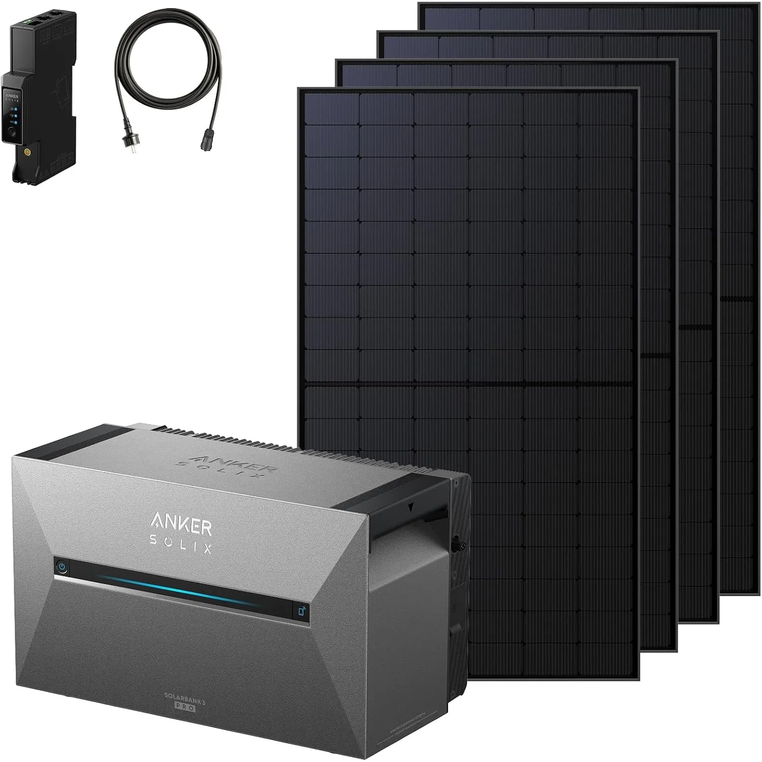 Anker SOLIX 3 Pro Balkonkraftwerk mit Speicher + 4× 500W Solarpanels