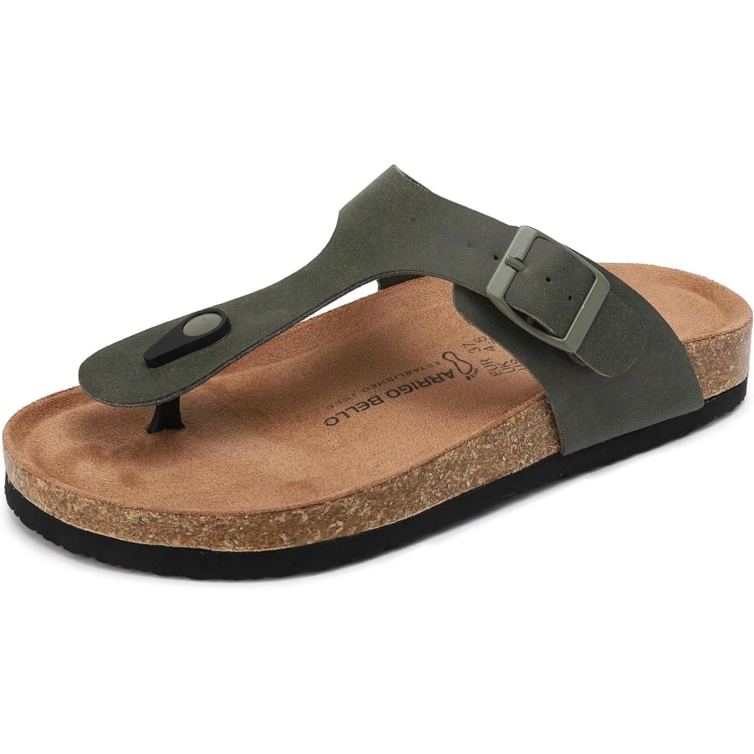 ARRIGO BELLO Herren Damen Zehentrenner Pantoletten Natur Kork Leder Flip Flops Leicht Rutschfest Sommer Slip On Flach S…