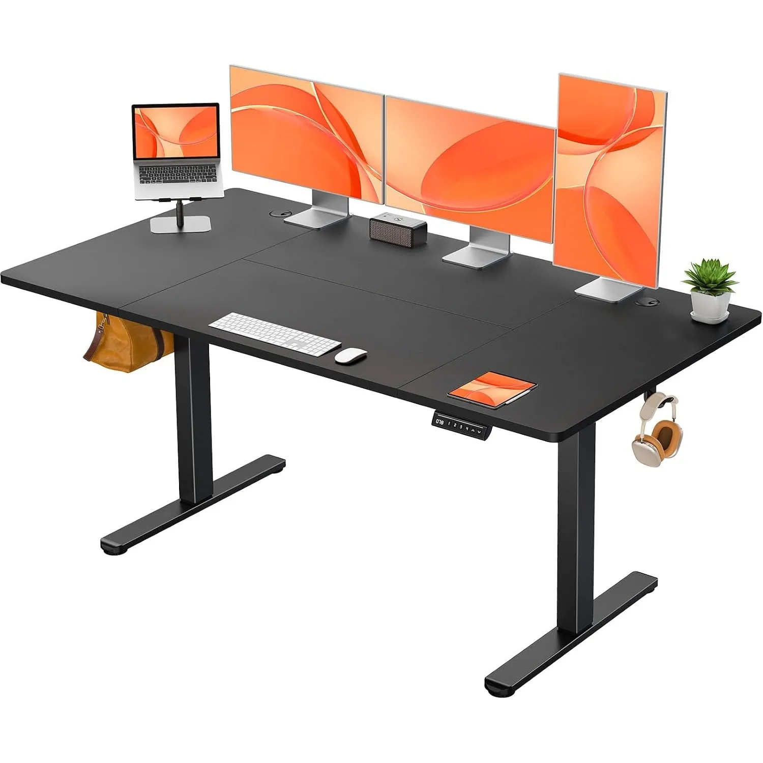 ErGear Höhenverstellbarer Schreibtisch 140x70cm 4-Speicher Geteilte Platte