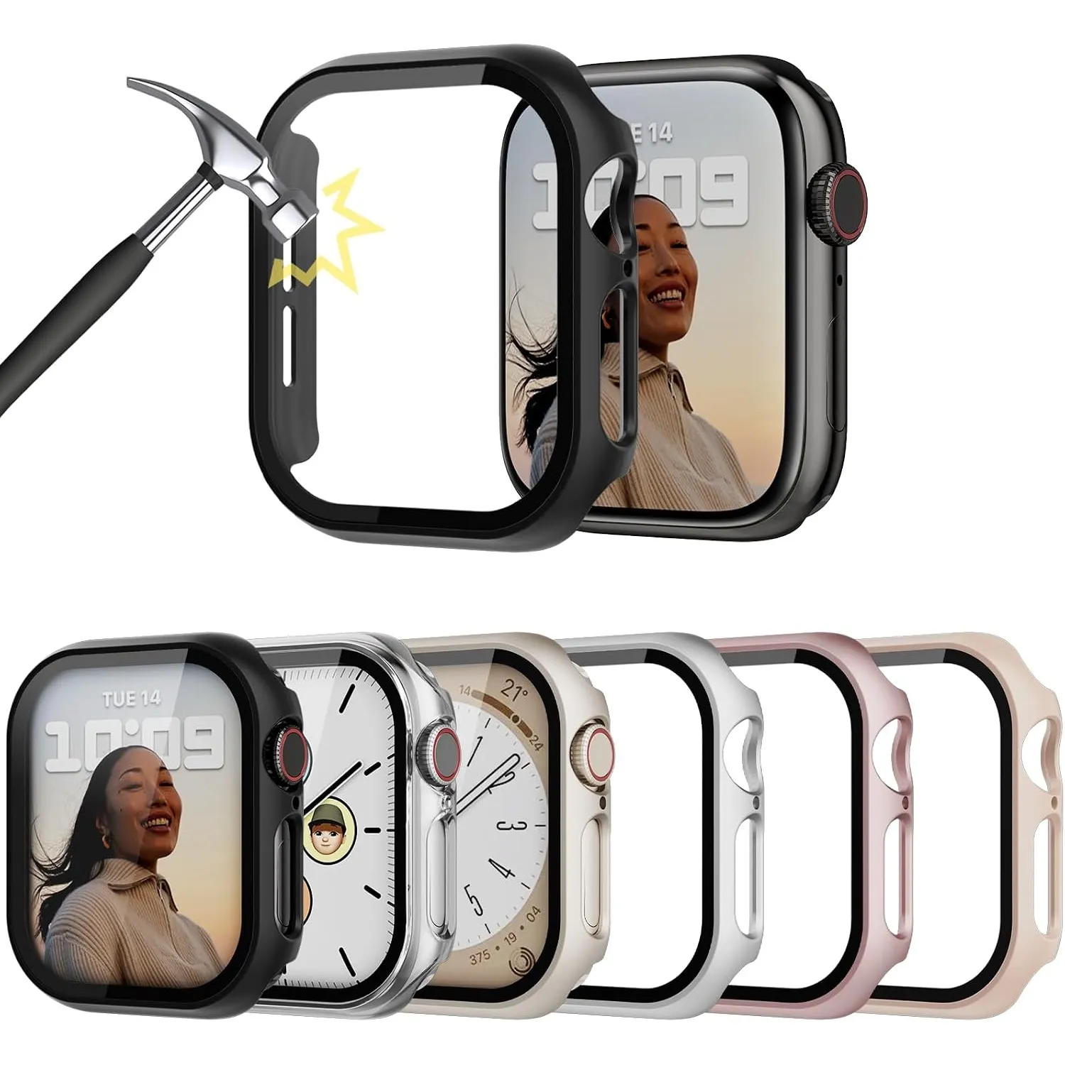 Lovmunia 6-Stück Gehäuse mit Displayschutzfolie Kompatibel mit Apple Watch Series 11/10 46mm, Rundum Hard PC Schutzhüll…