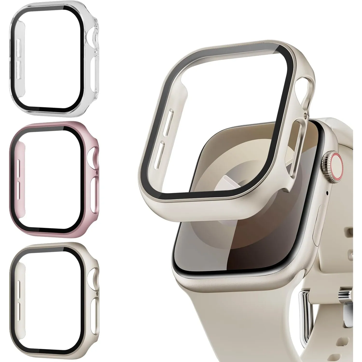 Lovmunia 3-Stück Schutzhülle mit Displayschutzfolie Kompatibel mit Apple Watch Series 11/10 42mm, Rundum Hard PC Gehäus…