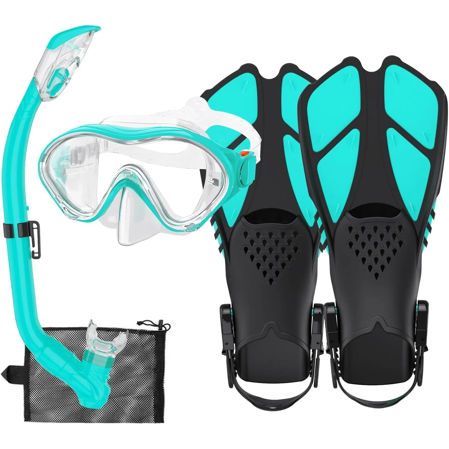 Schnorchelset Kinder mit Flossen, 180° Anti-Fog Panorama Weitblick Taucherbrille Kinder, Verstellbaren Schwimmflossen, …