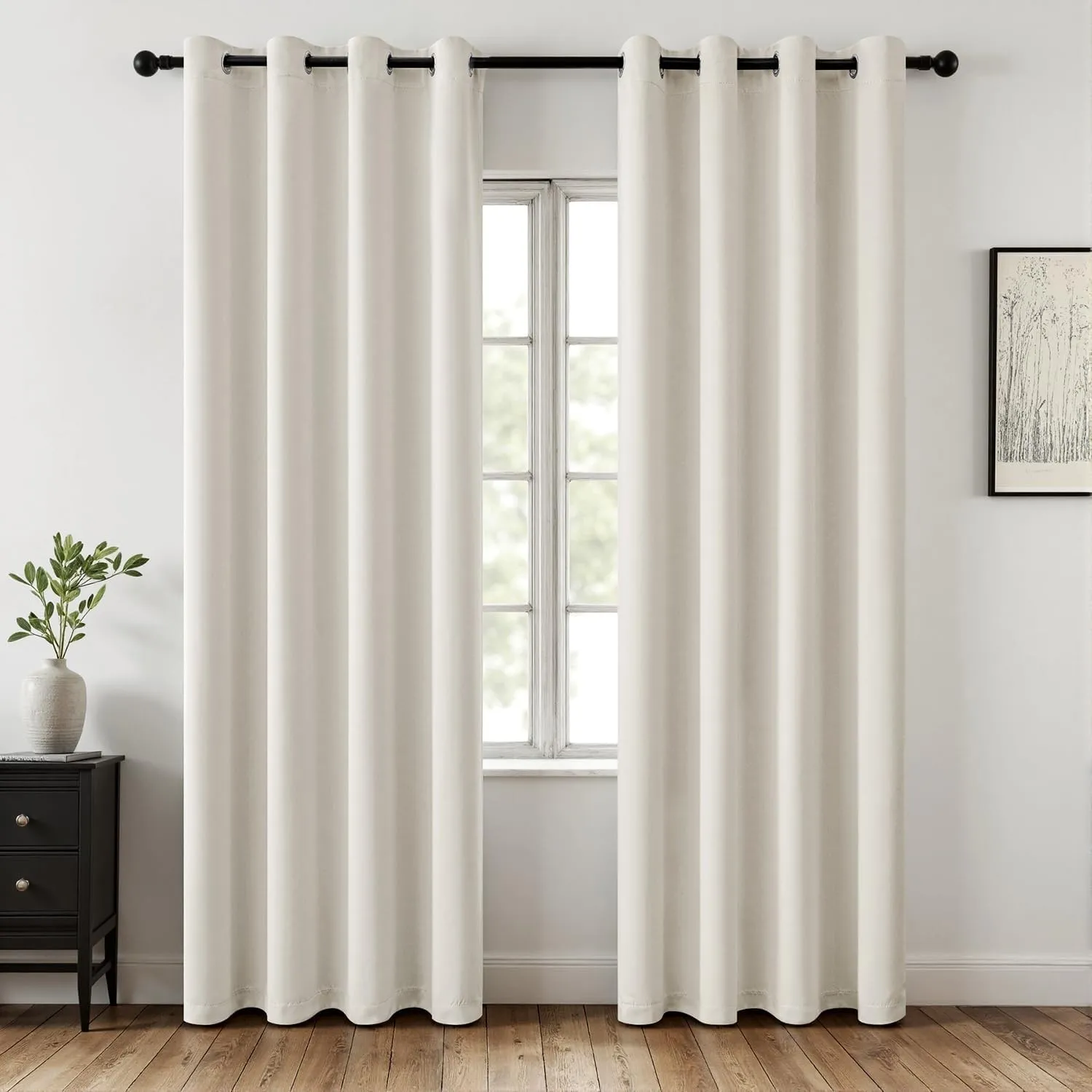 MIULEE Verdunklungsvorhänge Thermo Modern Ösen 2er Set 140x225cm Elfenbein