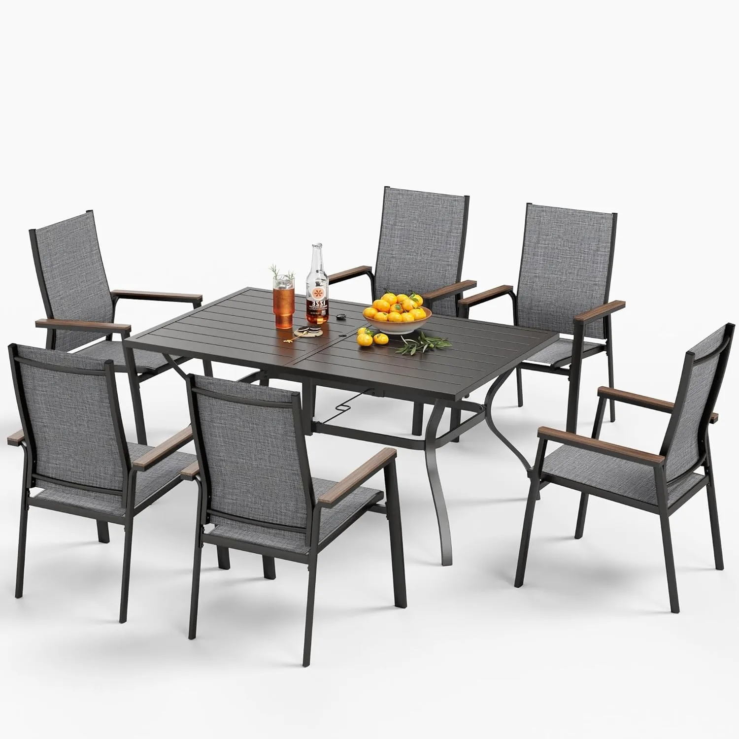 MFSTUDIO Gartenmöbel Set, Terassenmöbel Außen | Bestehend aus Tisch und 4 Stühlen, Rostfreies Metall, Stapelbare Stühle…
