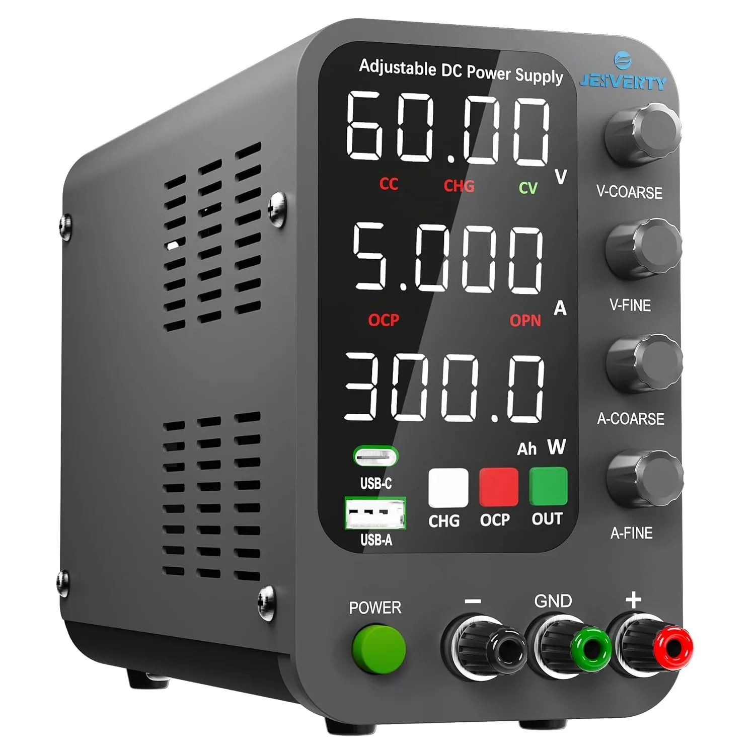 Labornetzteil, Jesverty Labornetzteil DC Regelbar Netzgerät(60V,5A) mit intelligentem Lademodus, 20 W USB- und Typ-C-Sc…