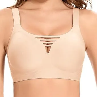 Jiuday Jelly BH Damen ohne Bügel Große Brüste Starker Halt Komfort Vollschalen Bustier T Shirt Soft Push Up Bra Gepolst…