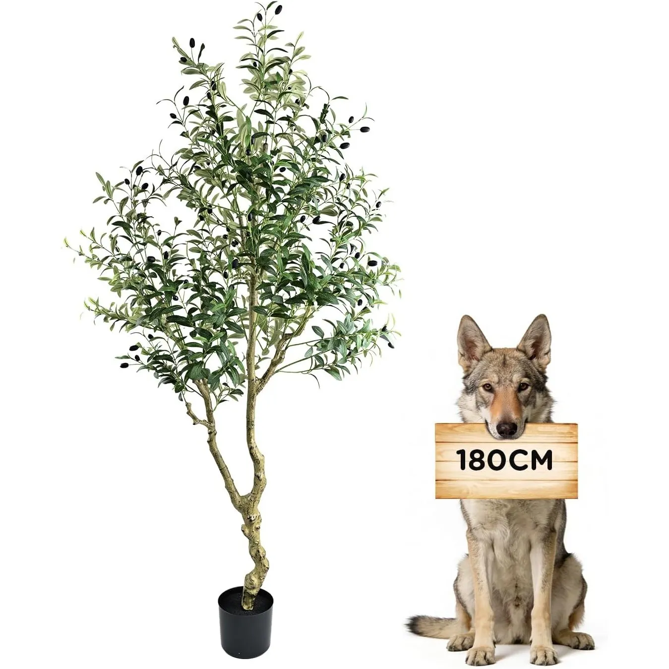 Künstlicher Olivenbaum 180cm Kunstpflanze wie echt Üppig Künstliche Pflanzen Olivenbaum Deko Kunstbaum für Wohnzimmer S…