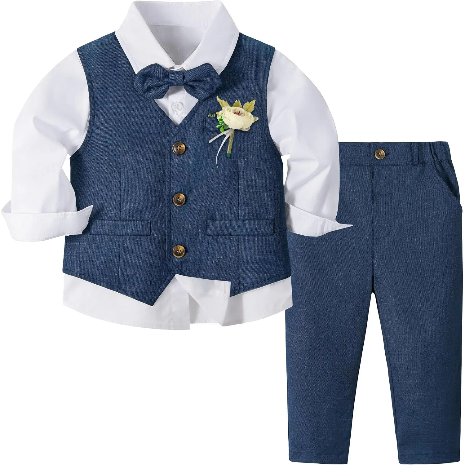 Volunboy Baby Jungen Anzug, Kinder Anzugweste Festliche Hochzeit Kleidung Bekleidung Set 4tlg