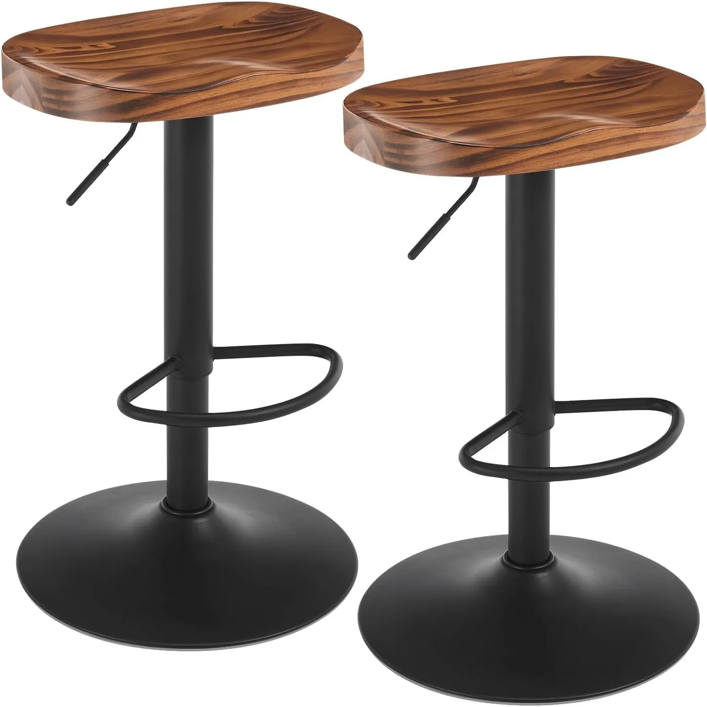 WOLTU Barhocker 2er Set, Hocker höhenverstellbar, Holz, Rustikales Braun