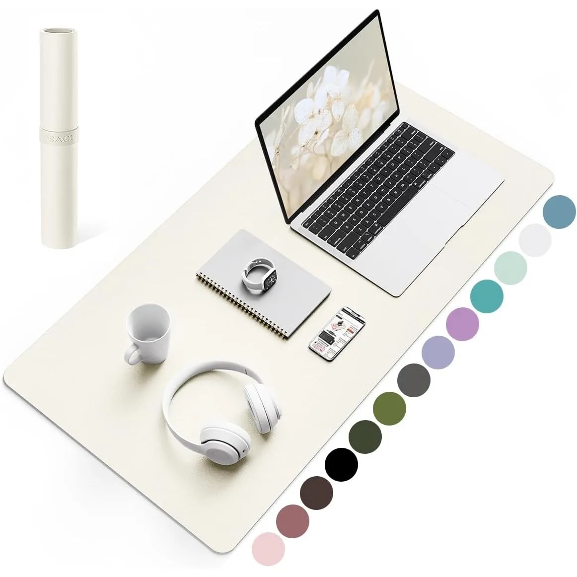 YSAGi Schreibtischunterlage, Mauspad mit Leder und Rutchfeste Wildleder, Multifunktionales Office Mousepad Laptop Schre…