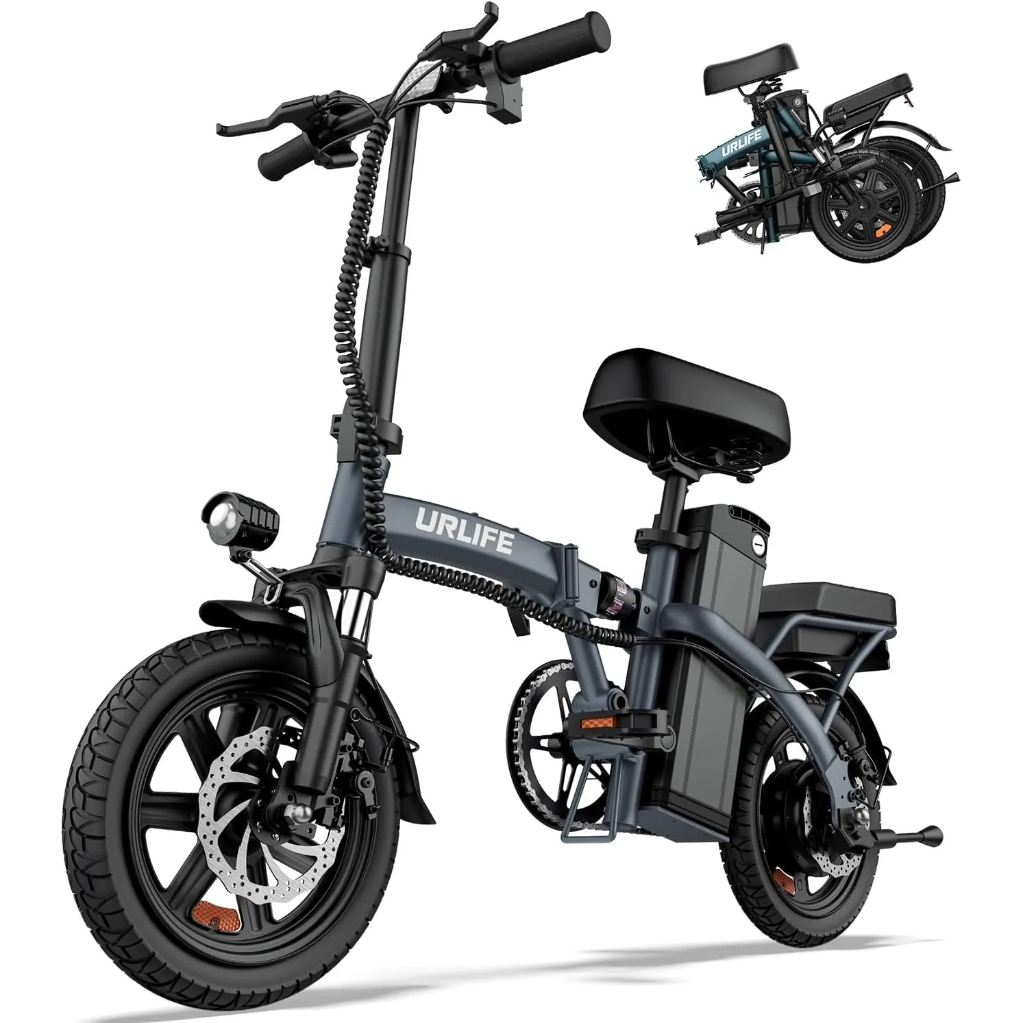 URLIFE E-Bike Klapprad 14", 48V 7.5Ah Austauschbarem Akku für Lange Reichweite bis 60KM, Elektrofahrrad 250W Motor, 3 F…