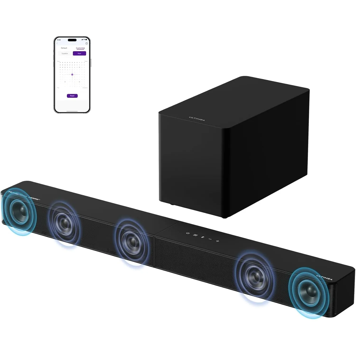ULTIMEA 5.1ch Soundbar mit Dolby Atmos, VoiceMX, BassMX, Poseidon M60 Boom